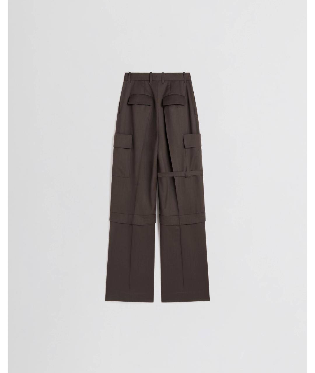 PHOEBE PHILO Коричневые шерстяные прямые брюки, фото 2