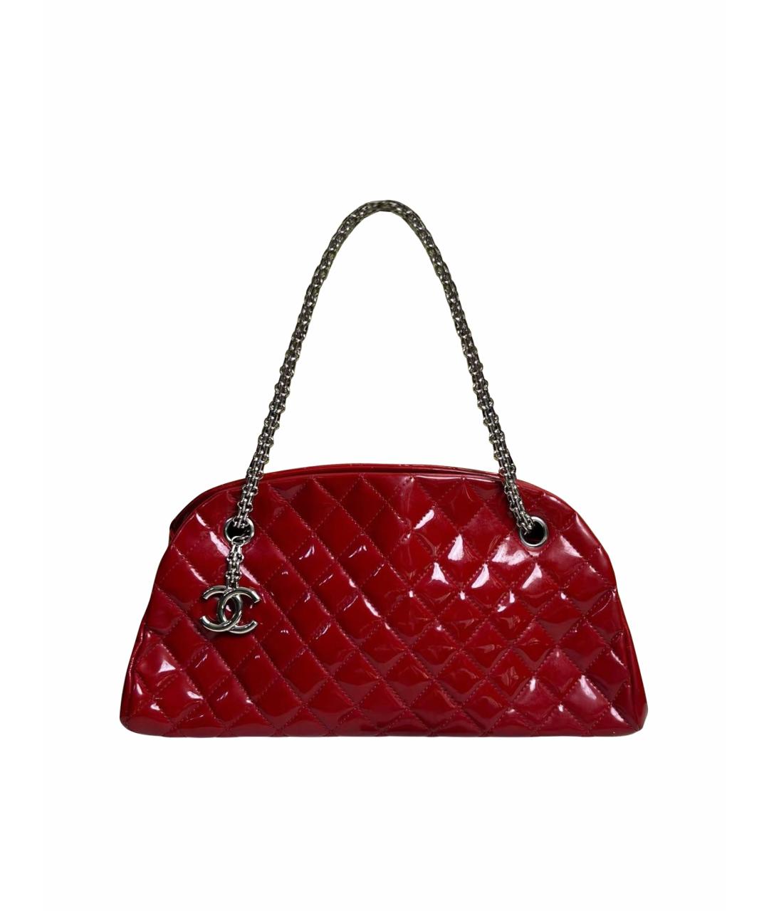 CHANEL Красная сумка с короткими ручками из лакированной кожи, фото 1