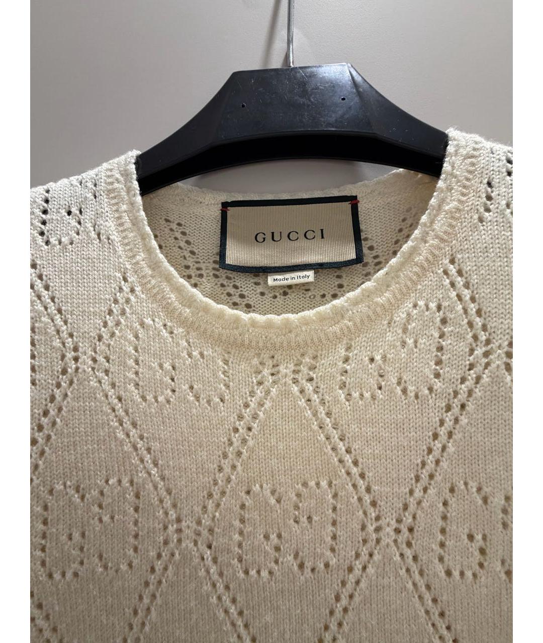 GUCCI Бежевый шерстяной джемпер / свитер, фото 3