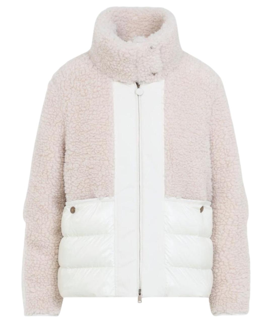 MONCLER Белый полиэстеровый пуховик, фото 1
