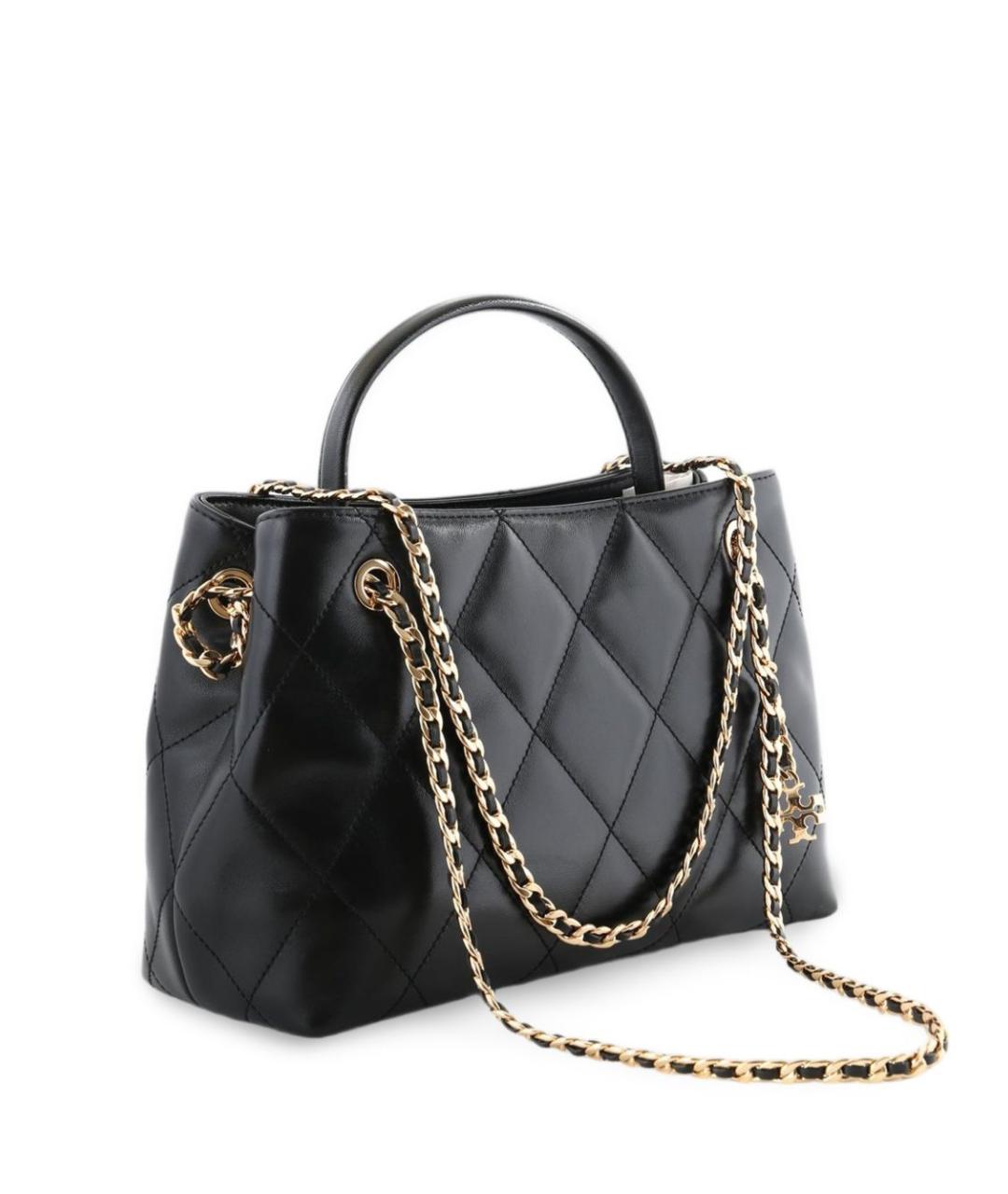 TORY BURCH Черная кожаная сумка тоут, фото 3