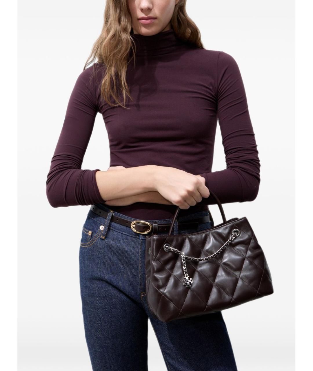 TORY BURCH Коричневая кожаная сумка тоут, фото 6