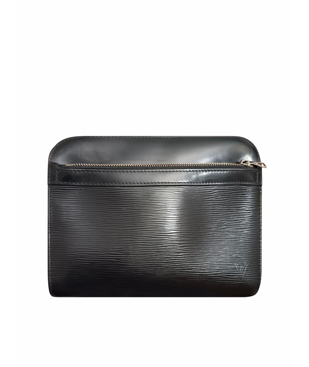 LOUIS VUITTON Черная кожаная барсетка, фото 1
