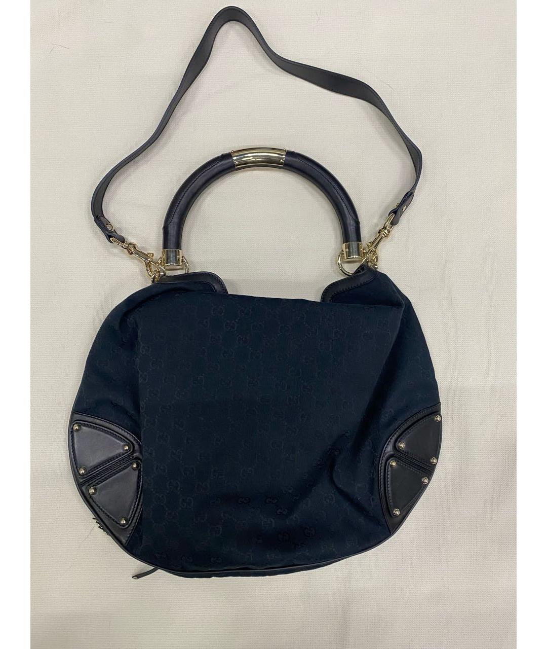 GUCCI Черная сумка с короткими ручками из канвы, фото 3