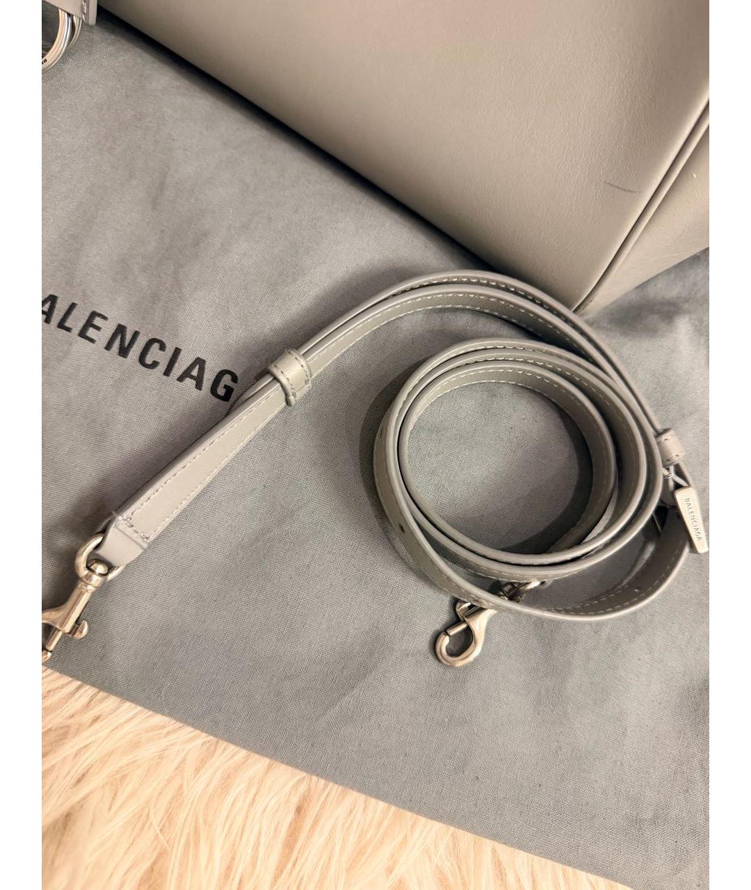 BALENCIAGA Серая кожаная сумка тоут, фото 5
