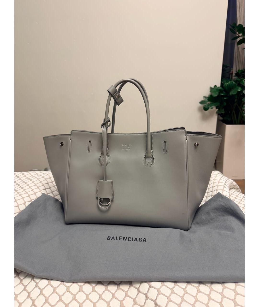 BALENCIAGA Серая кожаная сумка тоут, фото 9