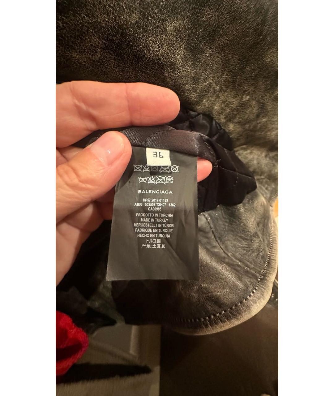 BALENCIAGA Антрацитовая кожаная куртка, фото 8
