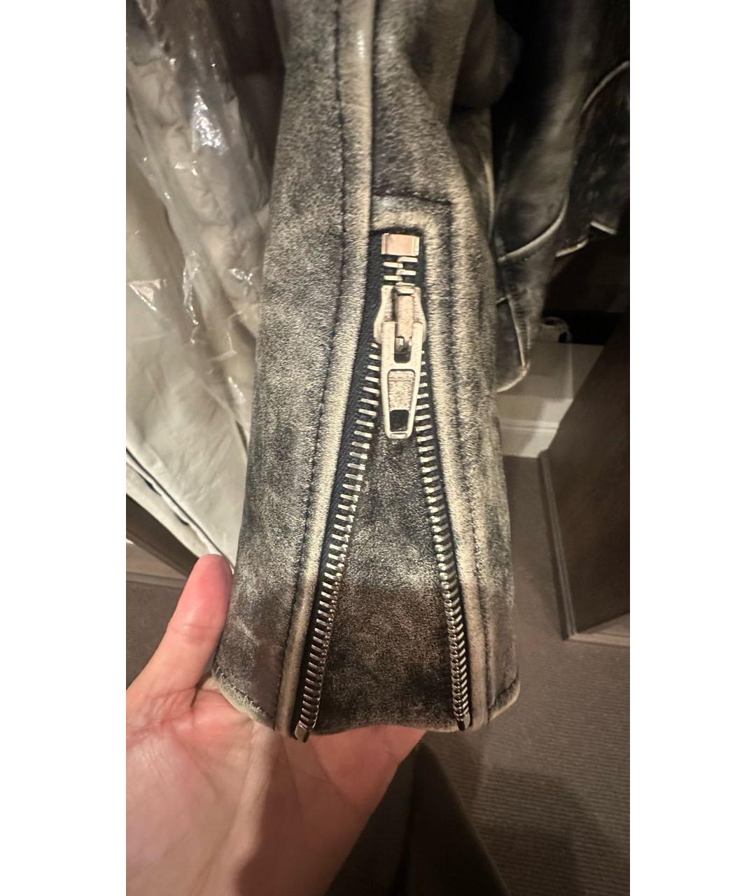 BALENCIAGA Антрацитовая кожаная куртка, фото 4