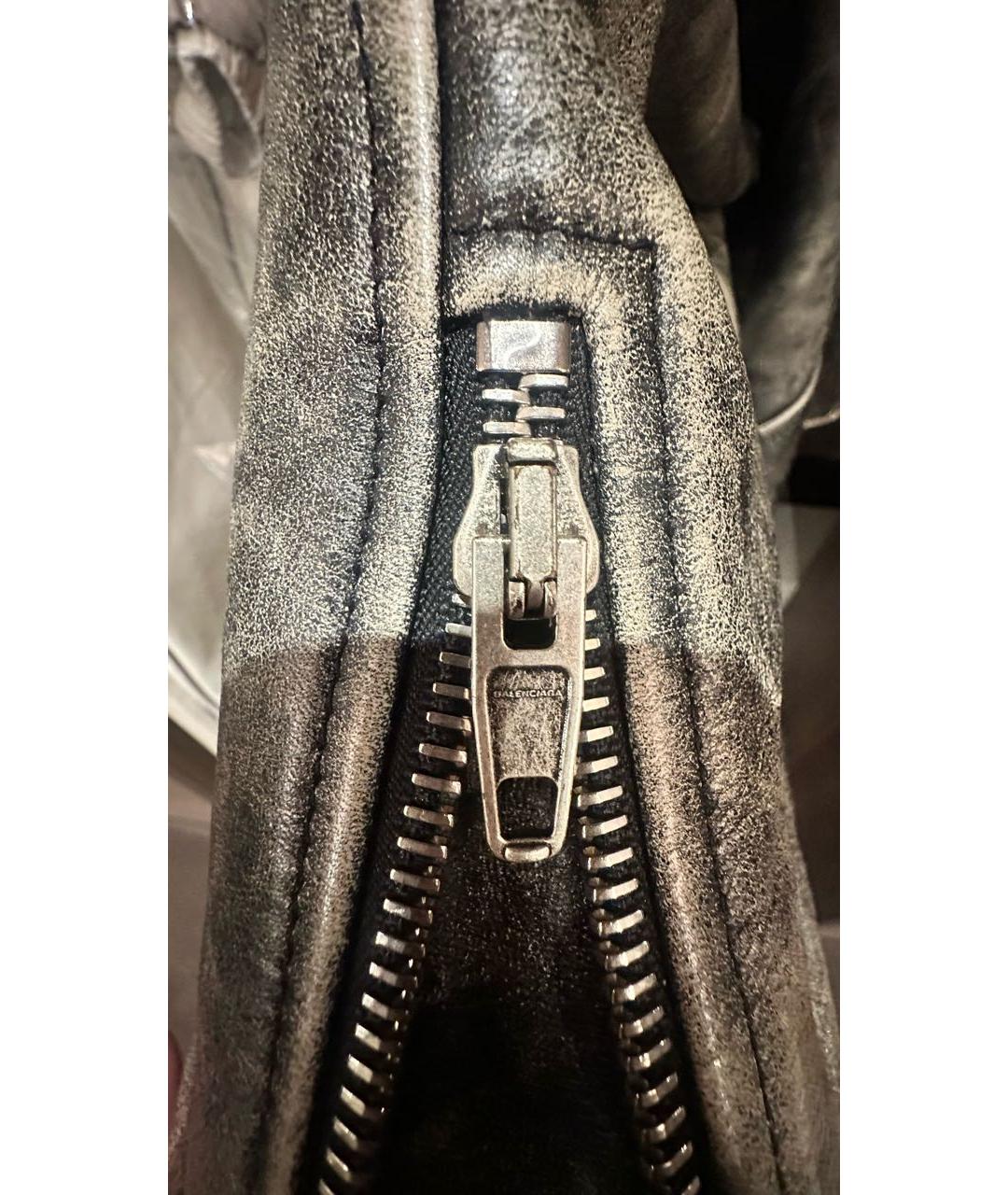 BALENCIAGA Антрацитовая кожаная куртка, фото 6