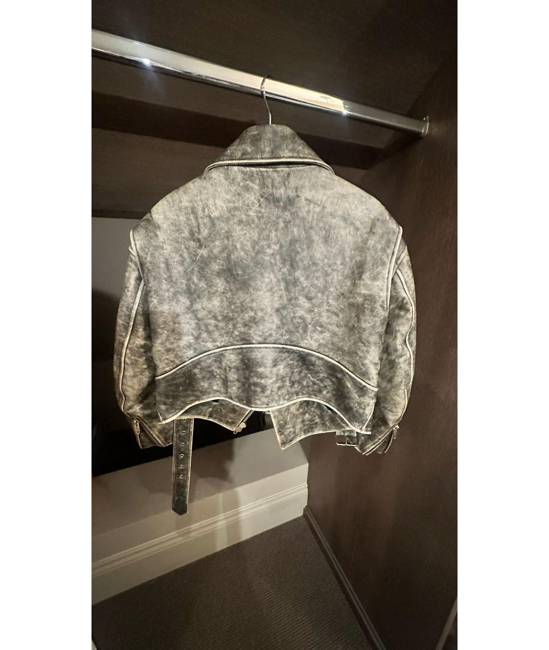 BALENCIAGA Антрацитовая кожаная куртка, фото 2