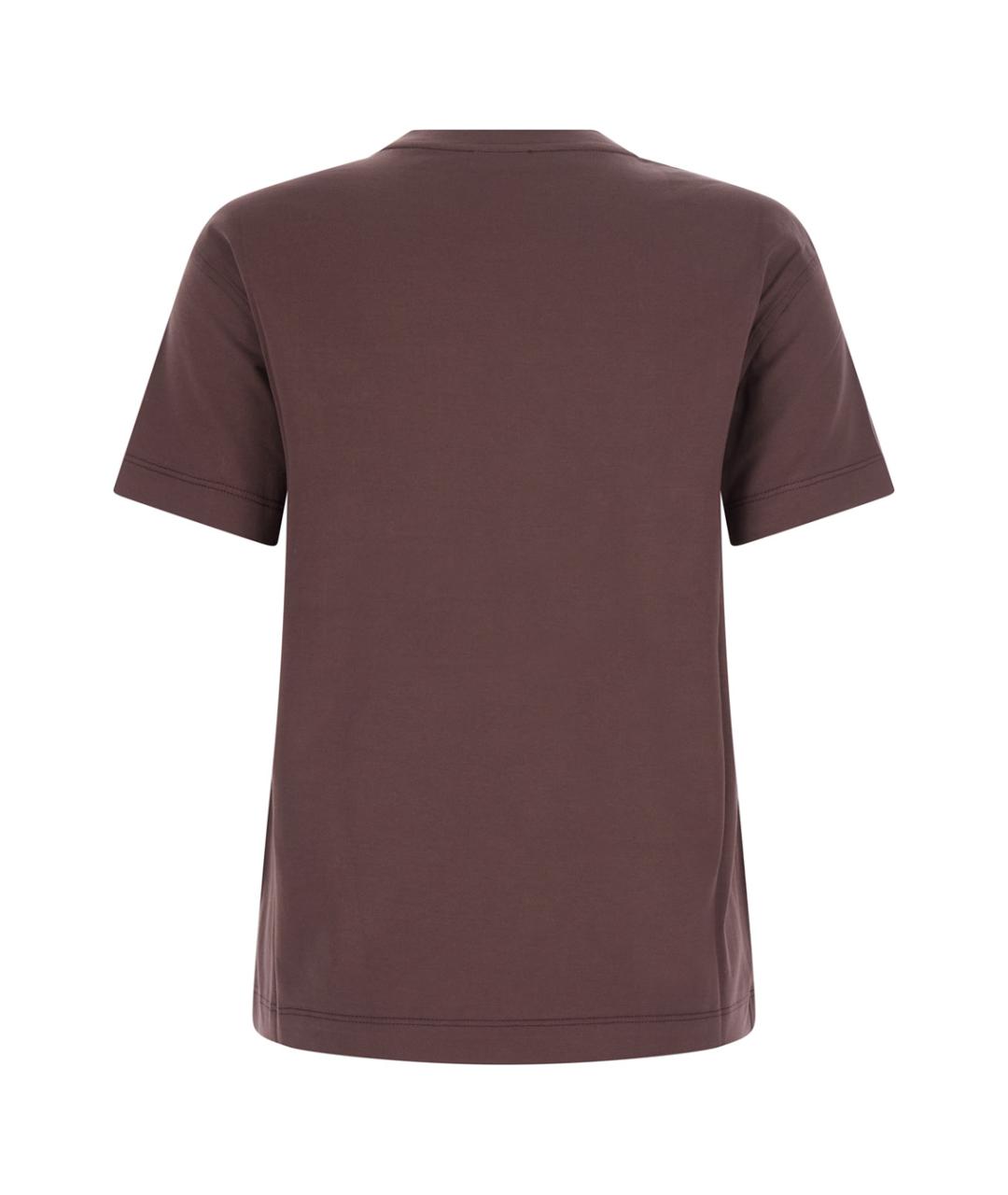 BRUNELLO CUCINELLI Коричневая хлопковая футболка, фото 2