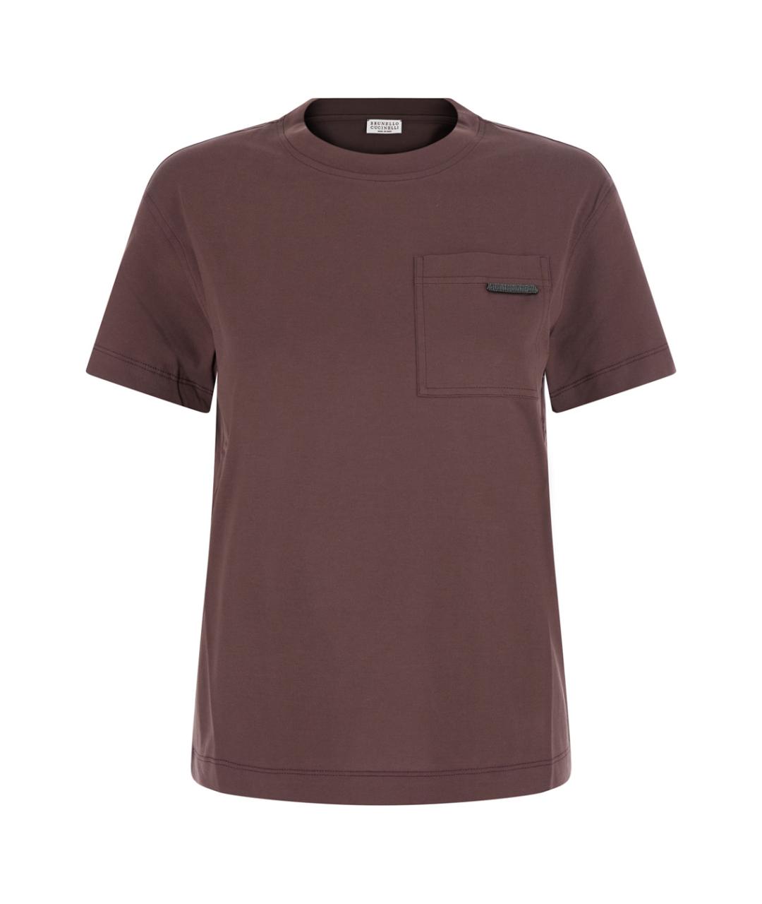 BRUNELLO CUCINELLI Коричневая хлопковая футболка, фото 1