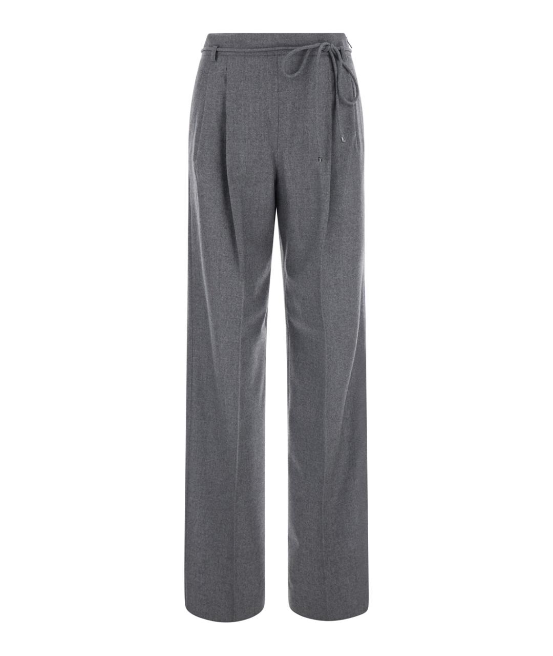 MAX MARA Серые кашемировые прямые брюки, фото 1