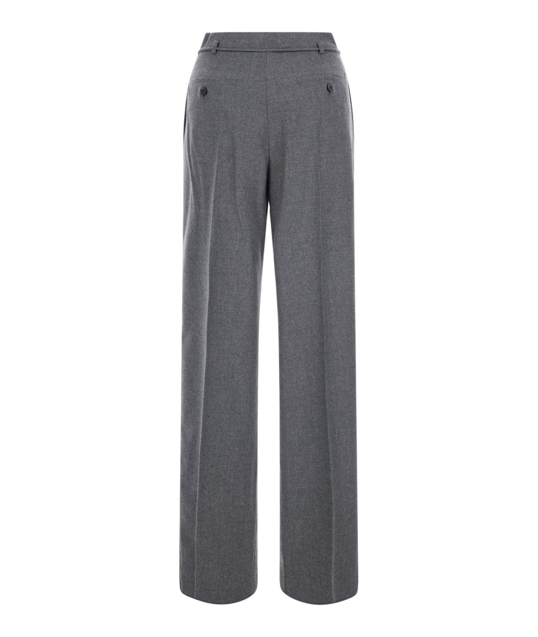 MAX MARA Серые кашемировые прямые брюки, фото 2