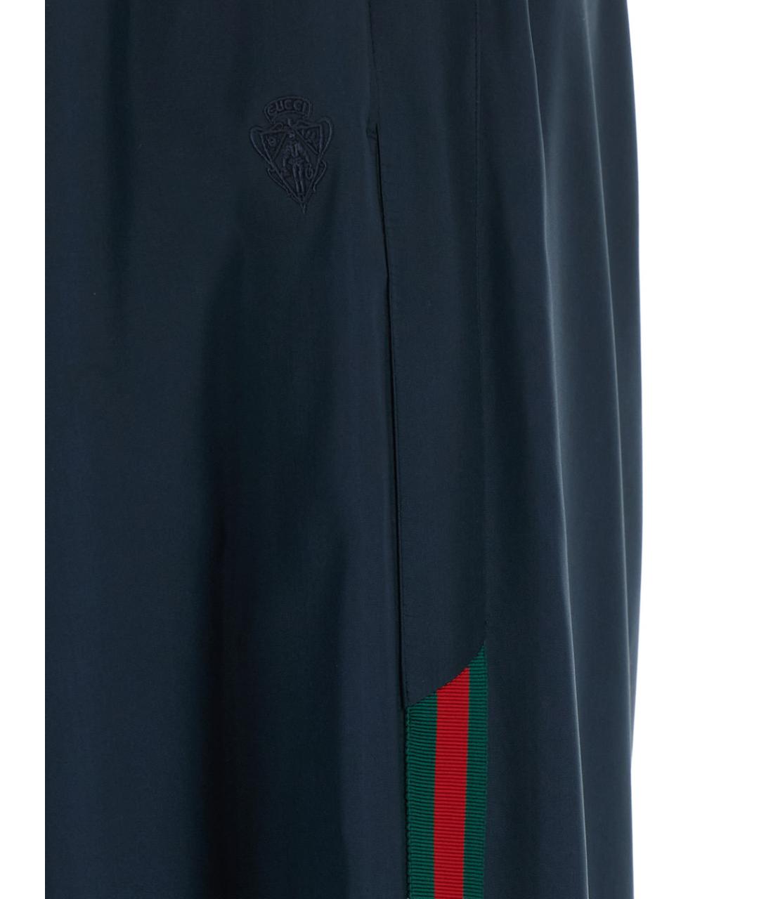 GUCCI Синие шелковые прямые брюки, фото 3