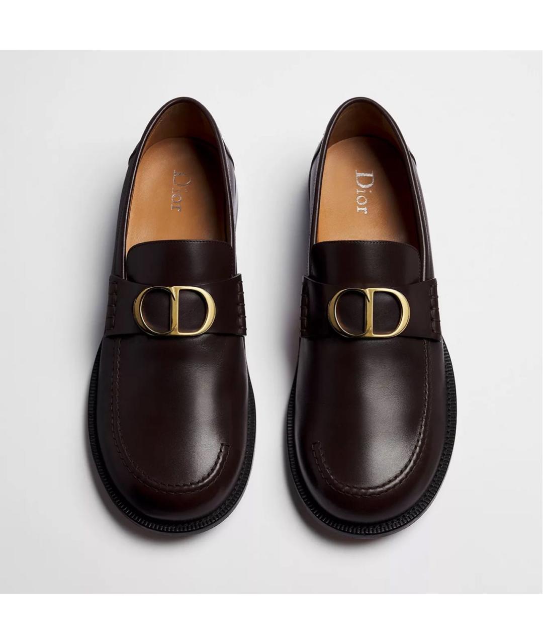 CHRISTIAN DIOR Коричневые кожаные мокасины, фото 2
