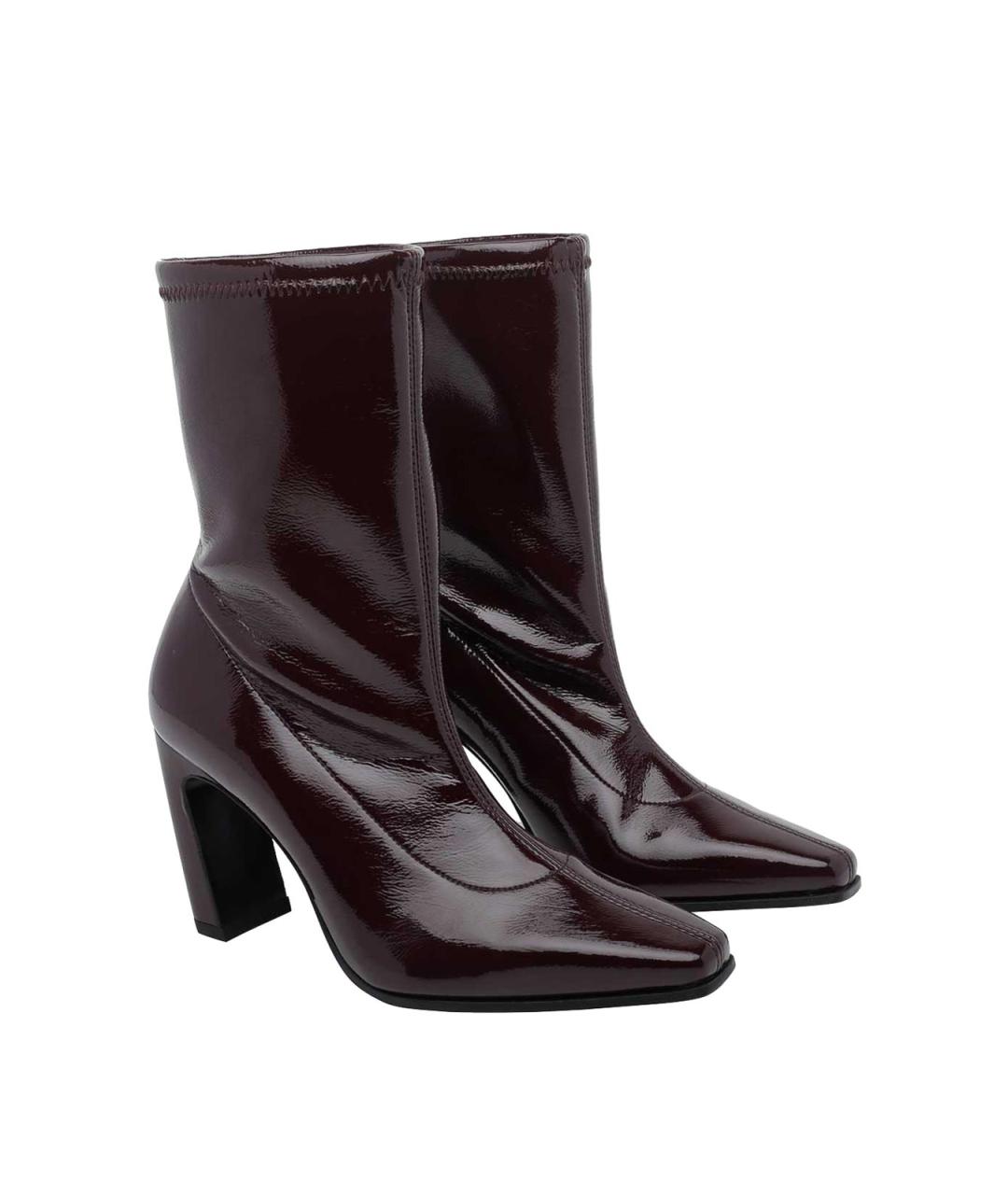 STUART WEITZMAN Бордовые кожаные ботильоны, фото 2