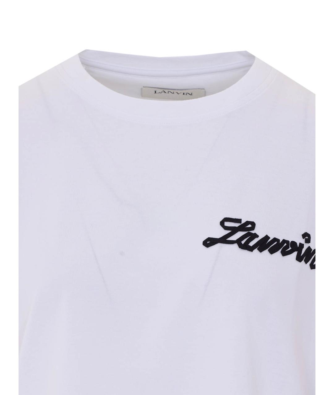 LANVIN Белая хлопковая футболка, фото 4