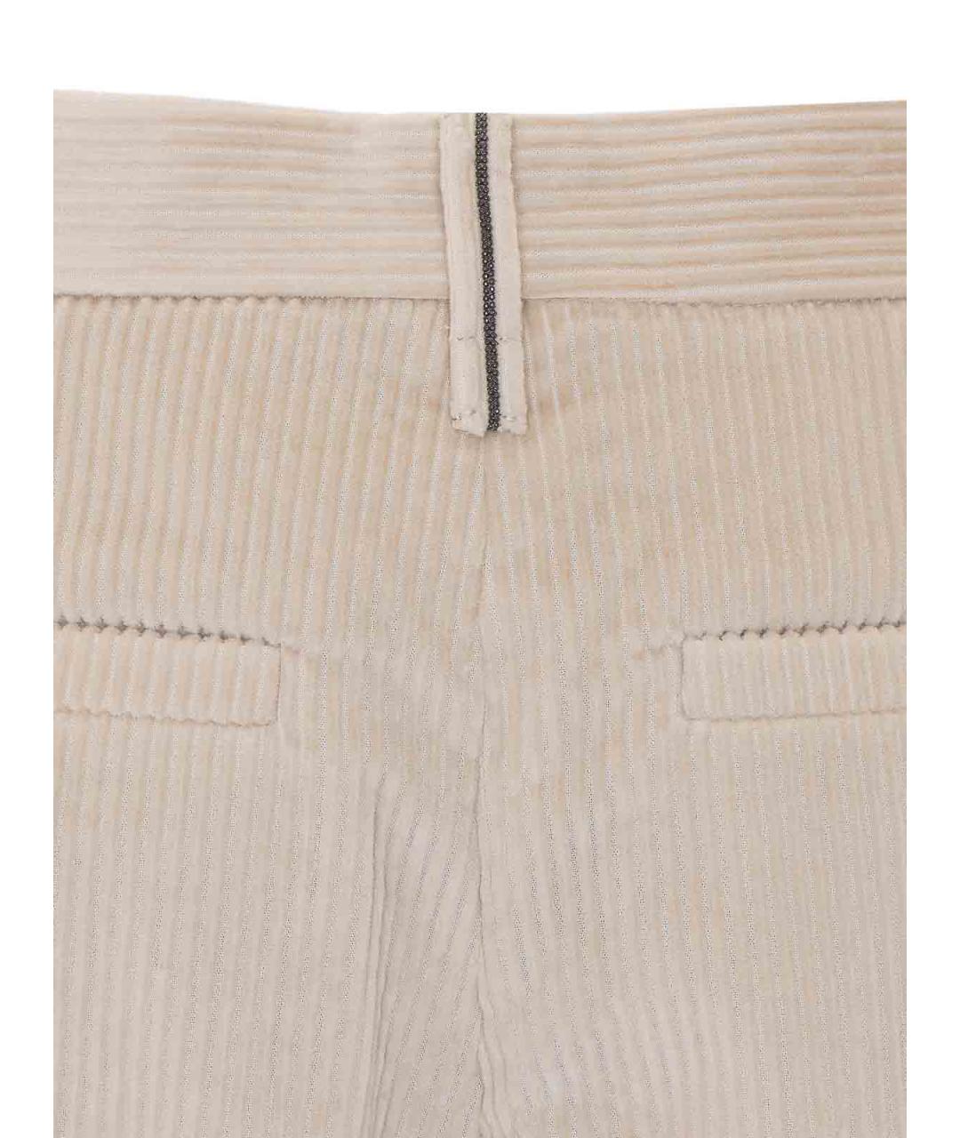 BRUNELLO CUCINELLI Бежевые хлопковые брюки широкие, фото 3