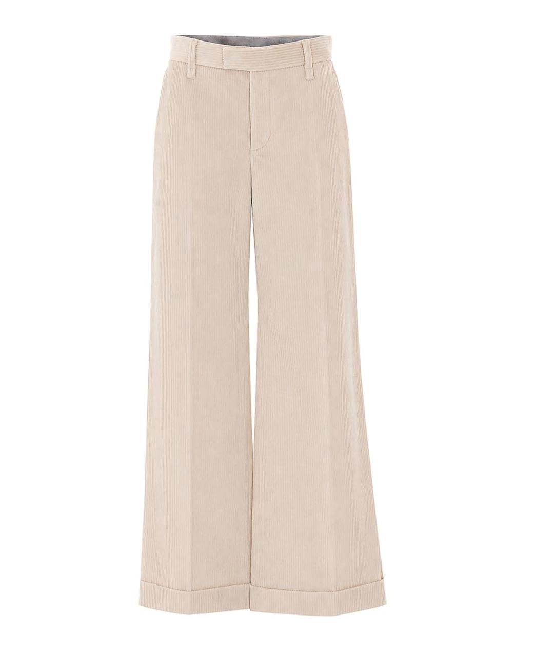 BRUNELLO CUCINELLI Бежевые хлопковые брюки широкие, фото 1