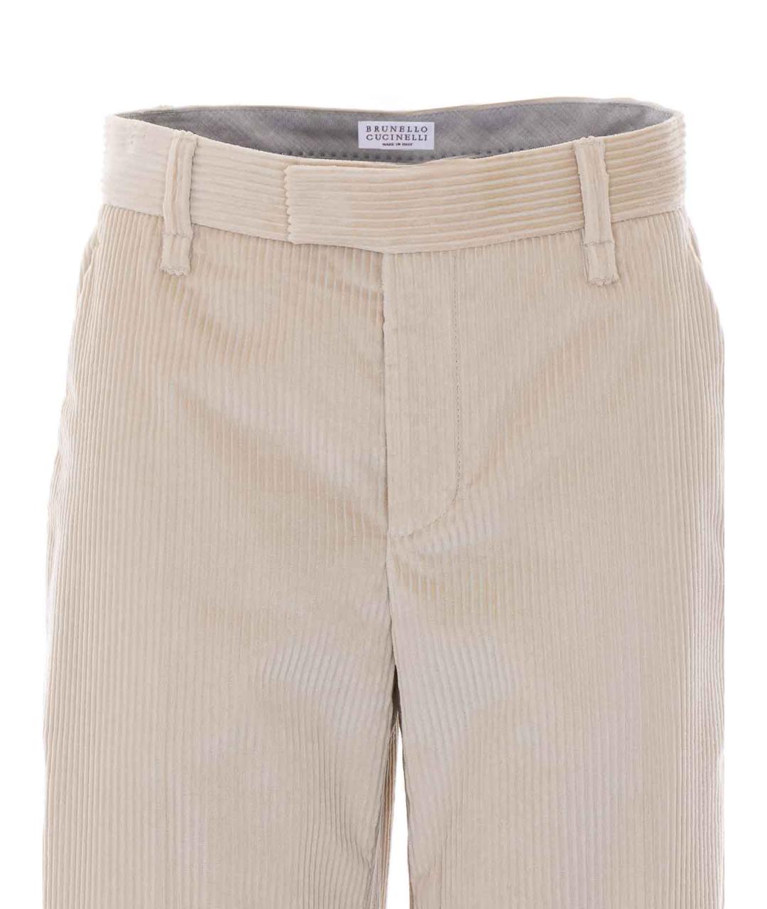 BRUNELLO CUCINELLI Бежевые хлопковые брюки широкие, фото 4