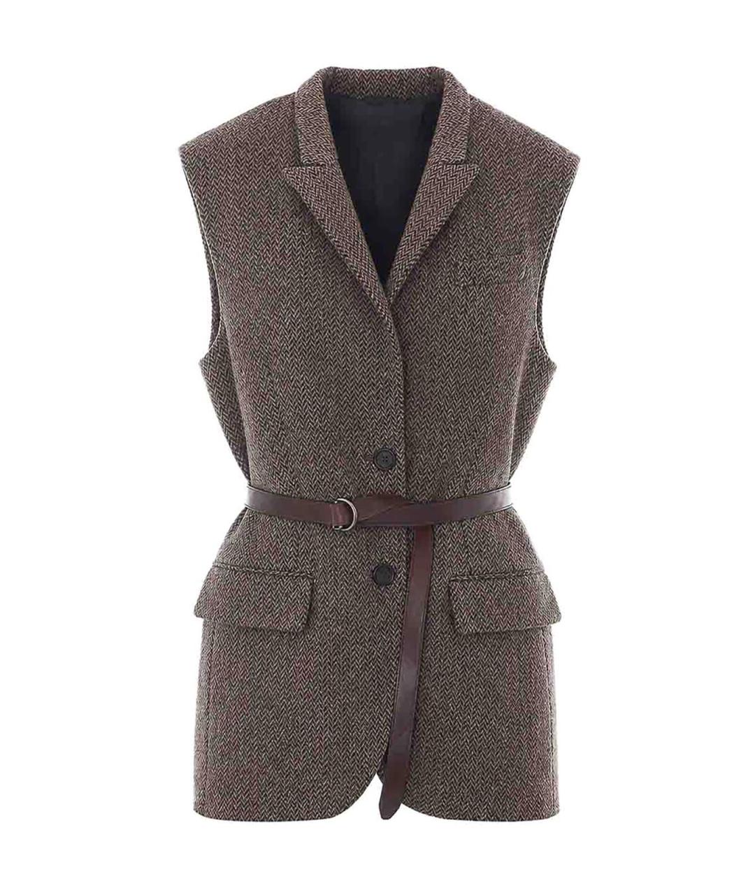 BRUNELLO CUCINELLI Коричневая полиэстеровая жилетка, фото 1