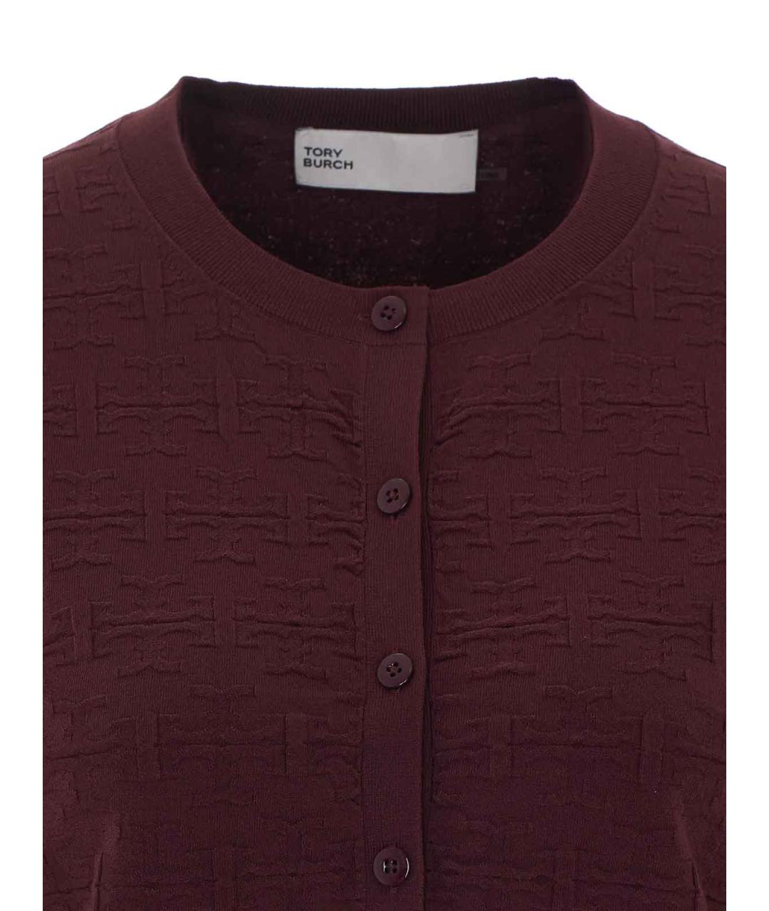 TORY BURCH Бордовый полиэстеровый кардиган, фото 4