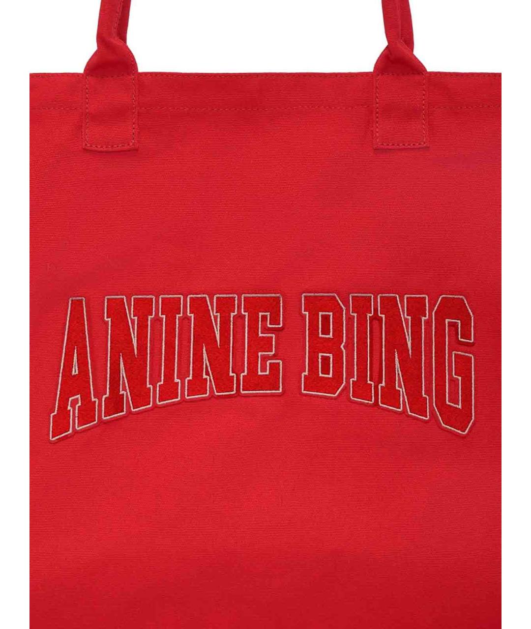 ANINE BING Красная тканевая сумка тоут, фото 3