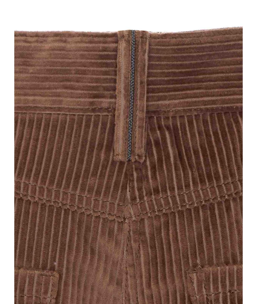 BRUNELLO CUCINELLI Коричневые бархатные брюки широкие, фото 3