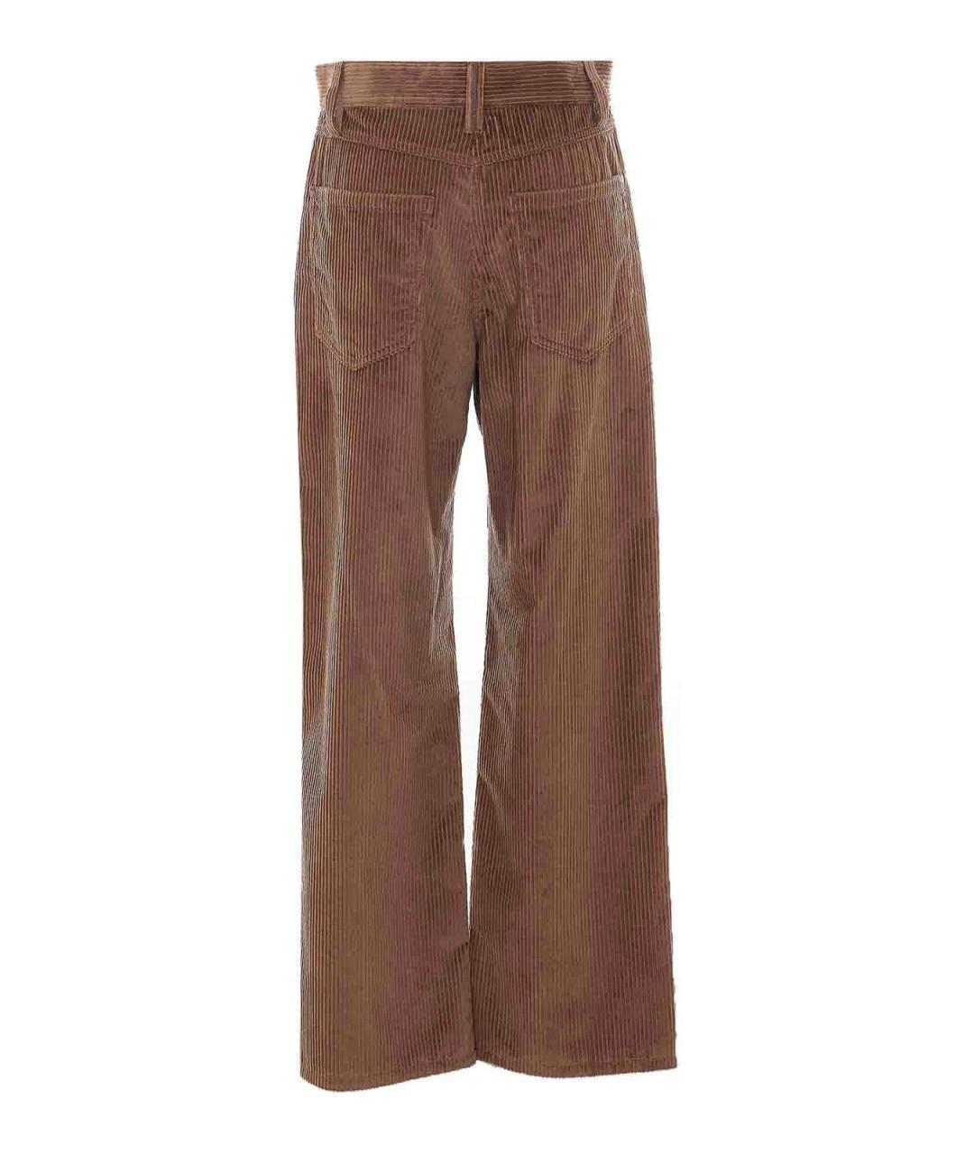 BRUNELLO CUCINELLI Коричневые бархатные брюки широкие, фото 2