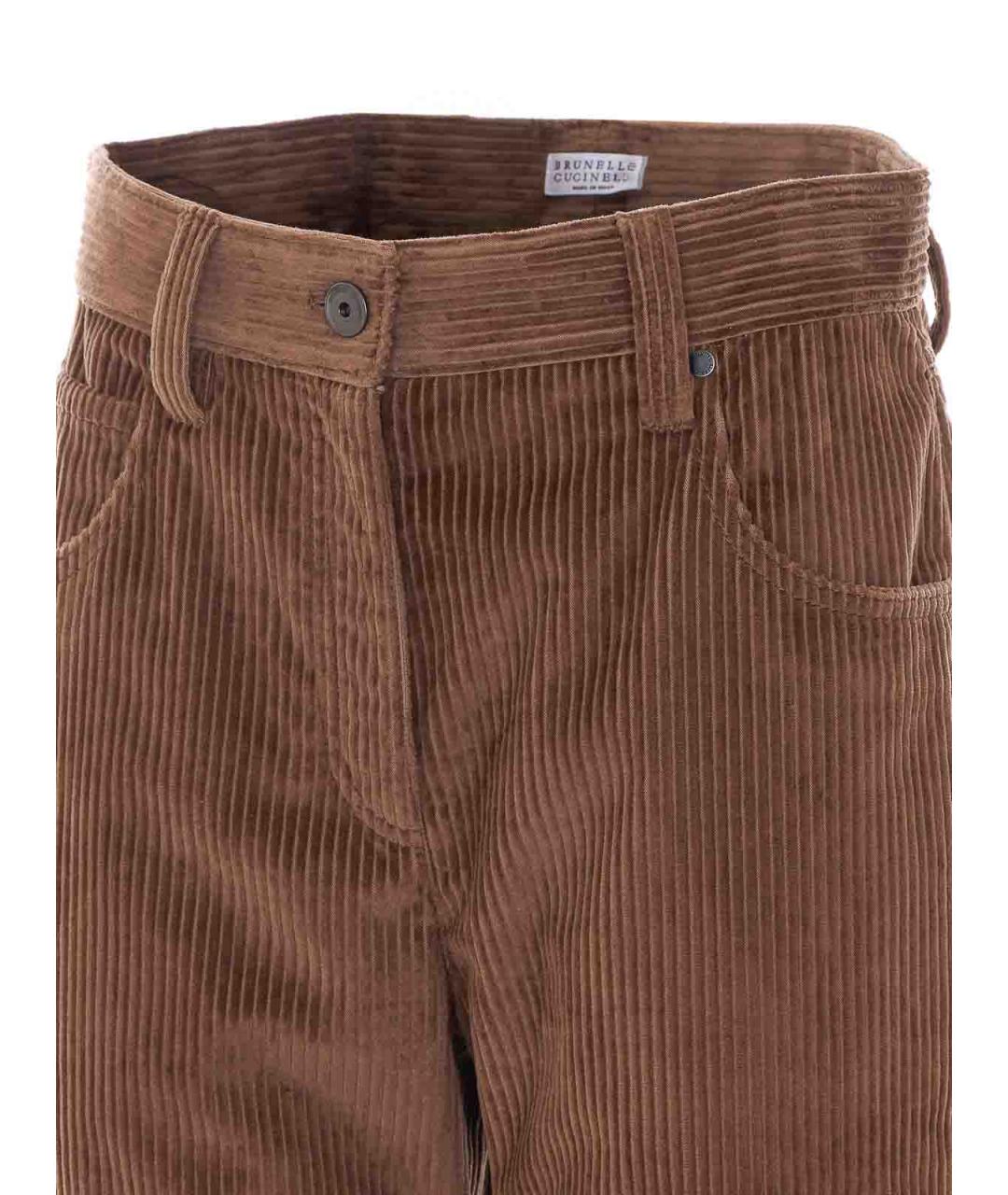 BRUNELLO CUCINELLI Коричневые бархатные брюки широкие, фото 4