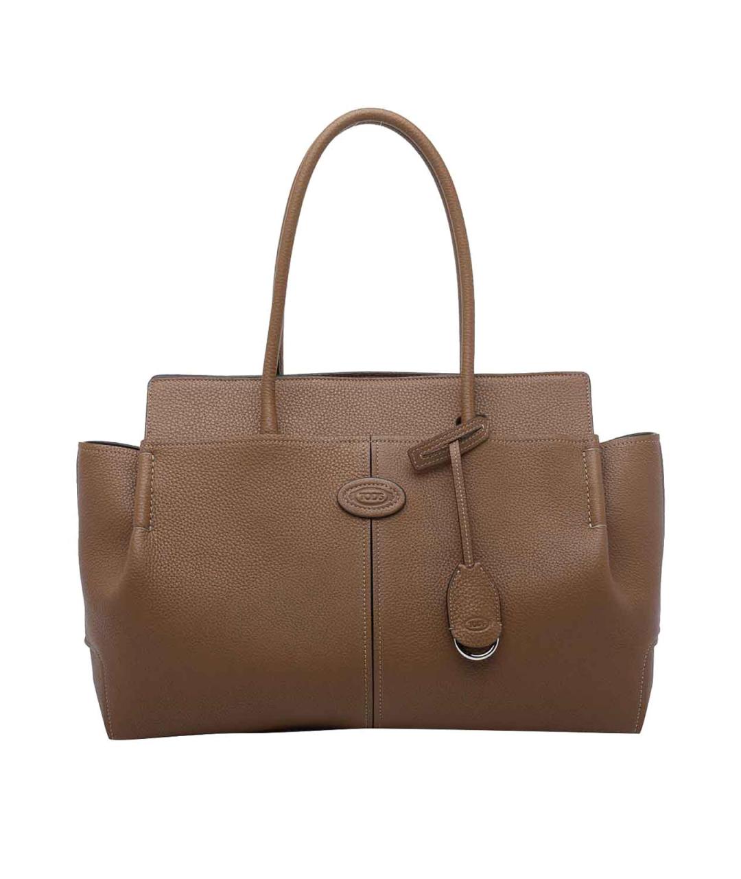 TOD'S Коричневая кожаная сумка тоут, фото 1