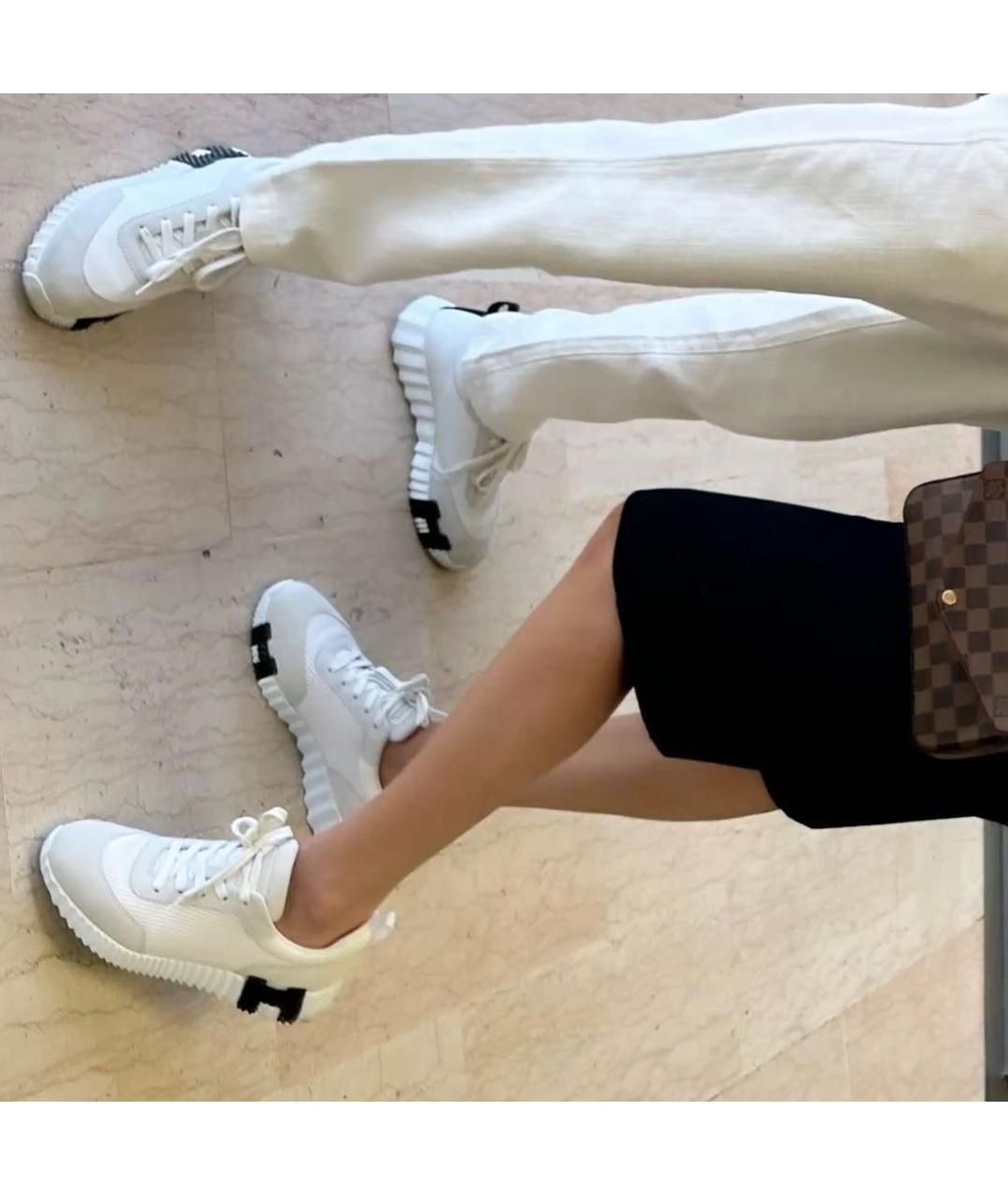 HERMES Белые кожаные высокие кроссовки / кеды, фото 3