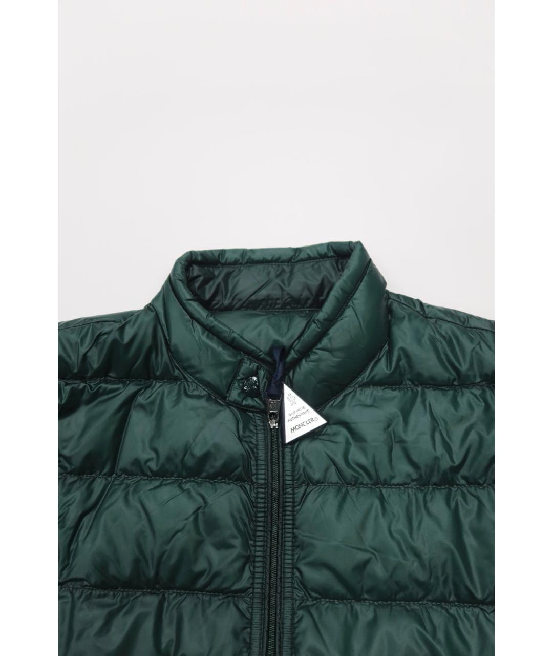 MONCLER Зеленый полиамидовый пуховик, фото 4
