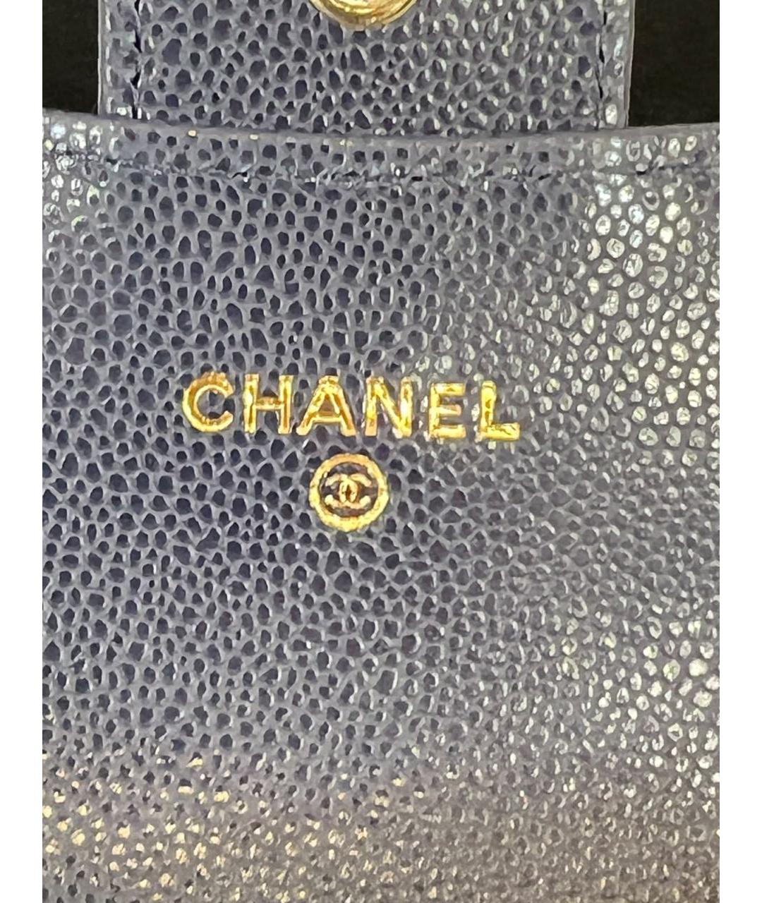 CHANEL Темно-синий кожаный кошелек, фото 7