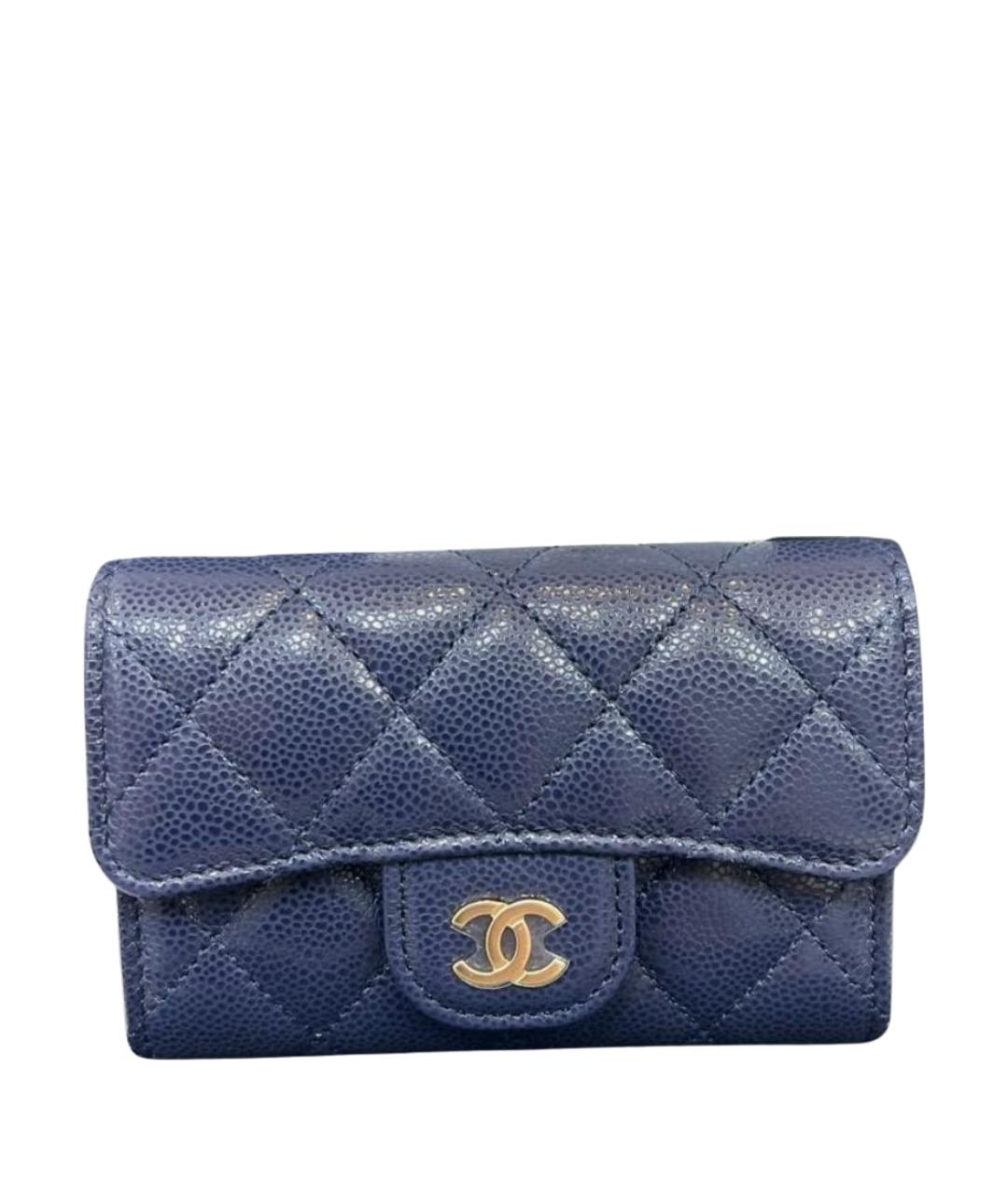 CHANEL Темно-синий кожаный кошелек, фото 1