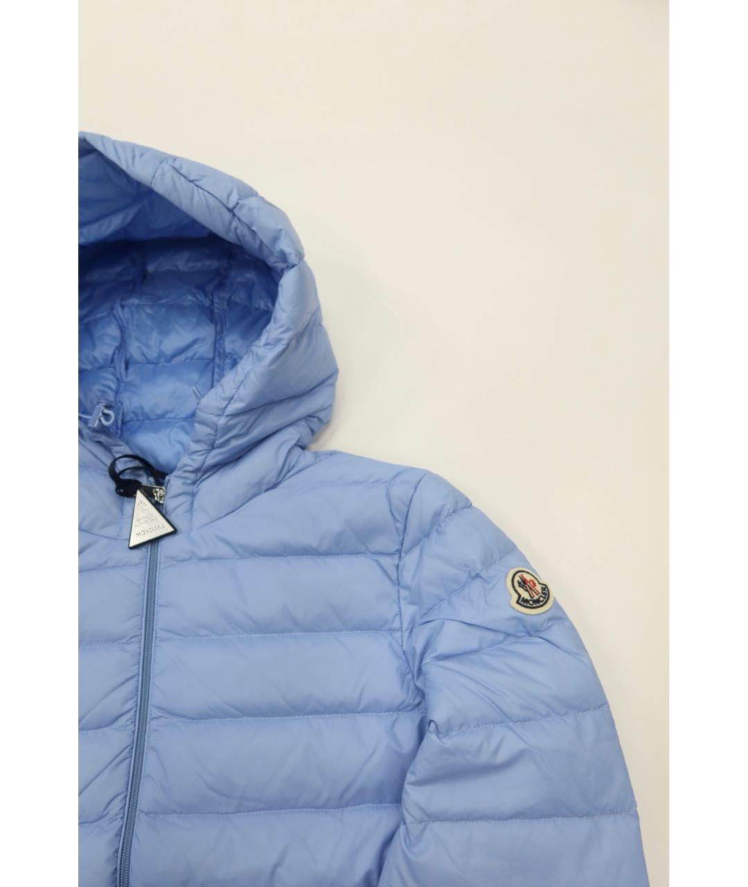 MONCLER Голубой полиамидовый пуховик, фото 3