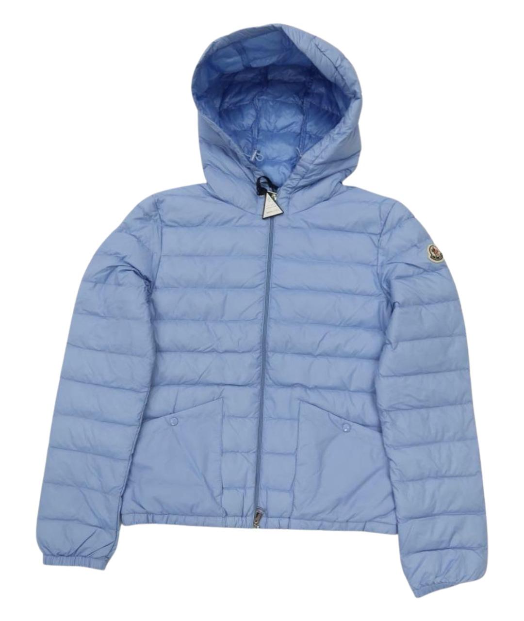 MONCLER Голубой полиамидовый пуховик, фото 1