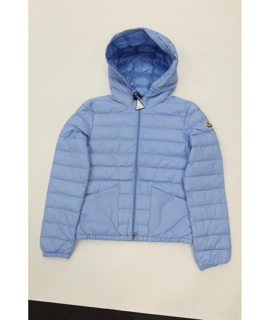 MONCLER Голубой полиамидовый пуховик, фото 5