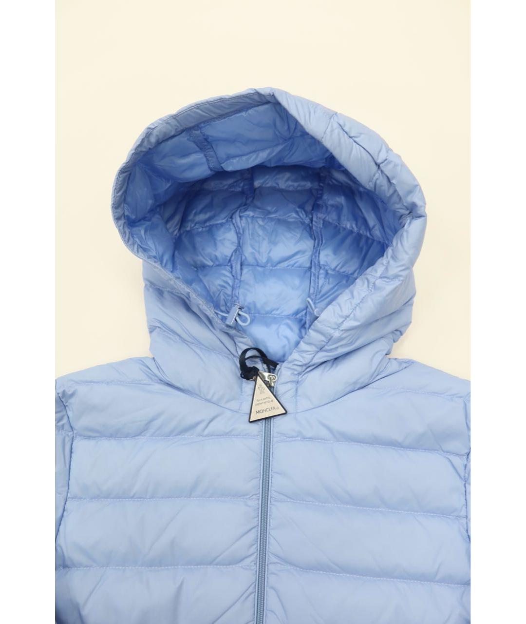 MONCLER Голубой полиамидовый пуховик, фото 4