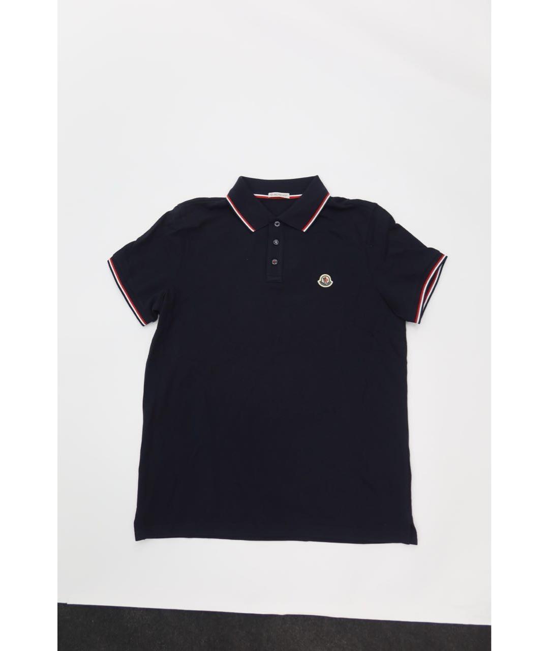 MONCLER Черное хлопковое поло с коротким рукавом, фото 5