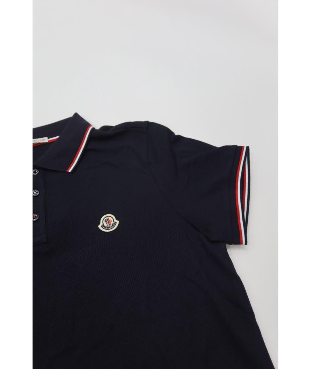 MONCLER Черное хлопковое поло с коротким рукавом, фото 4