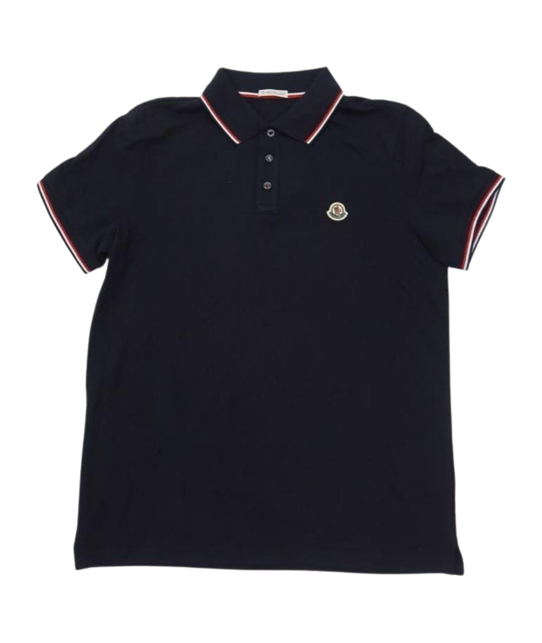 MONCLER Черное хлопковое поло с коротким рукавом, фото 1