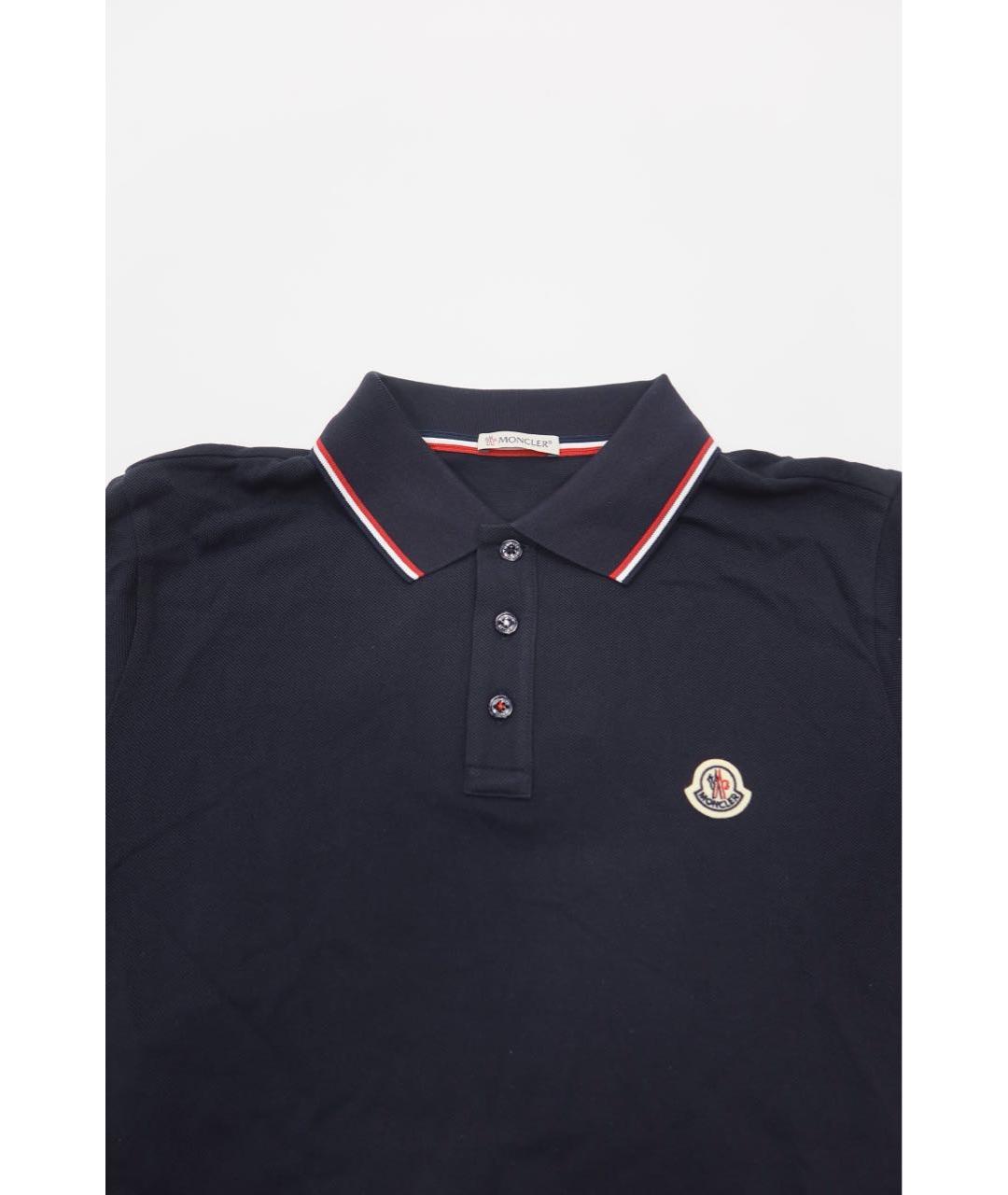 MONCLER Черное хлопковое поло с коротким рукавом, фото 3