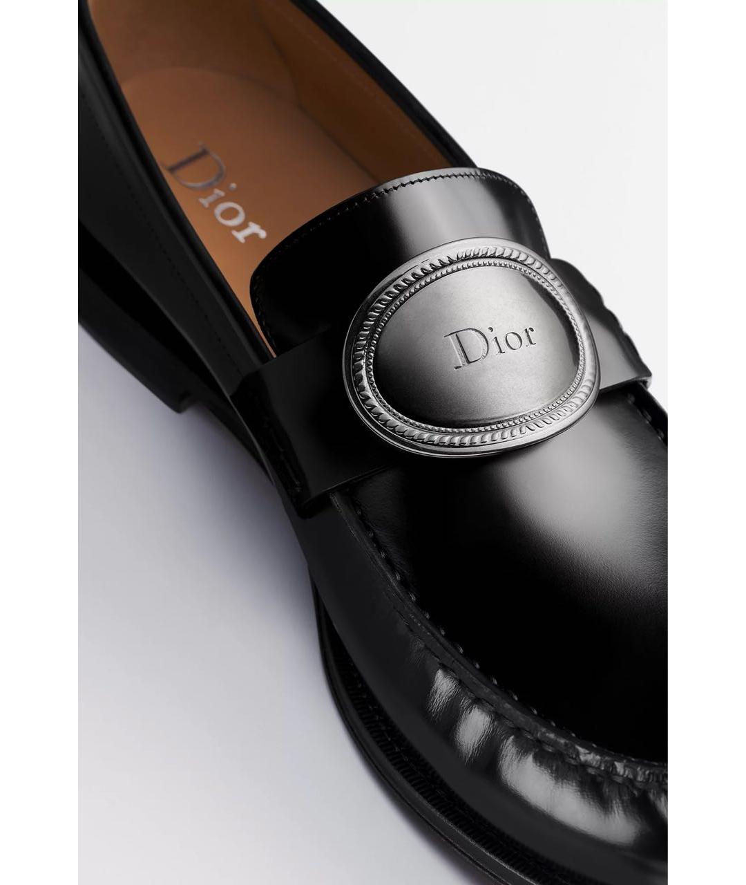 CHRISTIAN DIOR Черные кожаные мокасины, фото 5