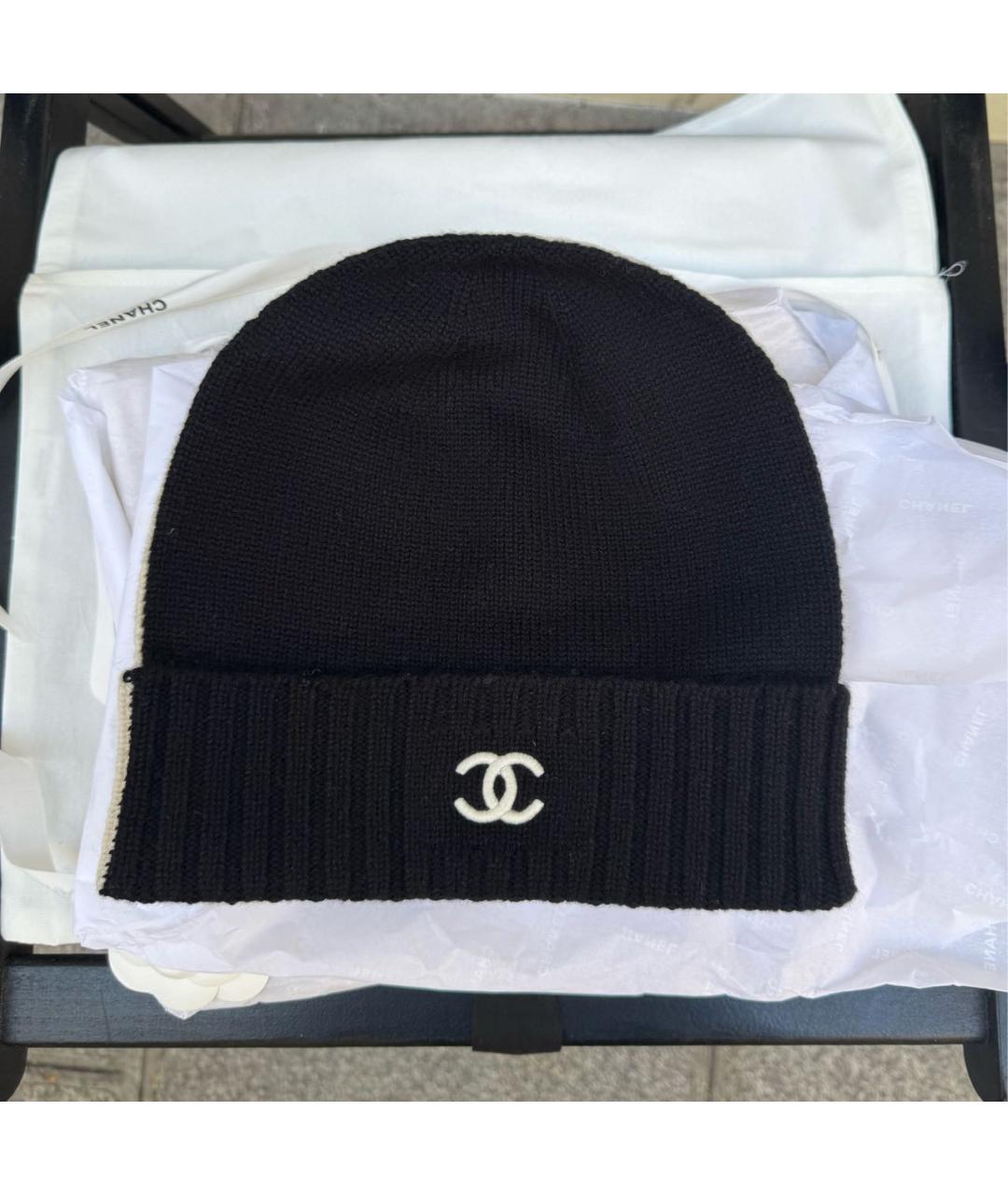 CHANEL Черная кашемировая шапка, фото 4