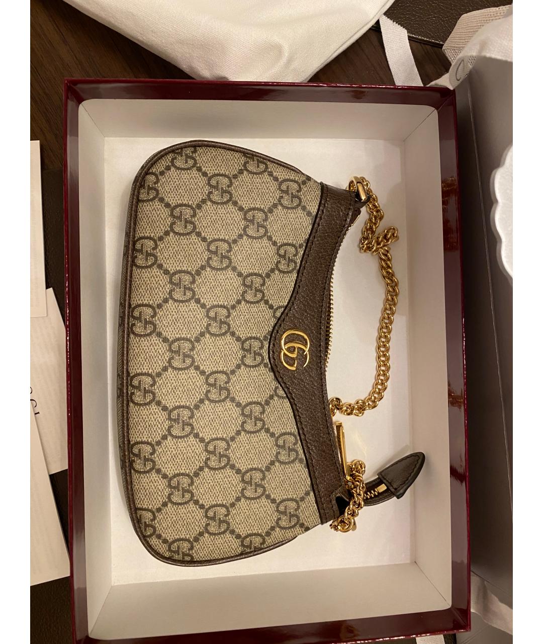 GUCCI Бежевая сумка через плечо из канвы, фото 6