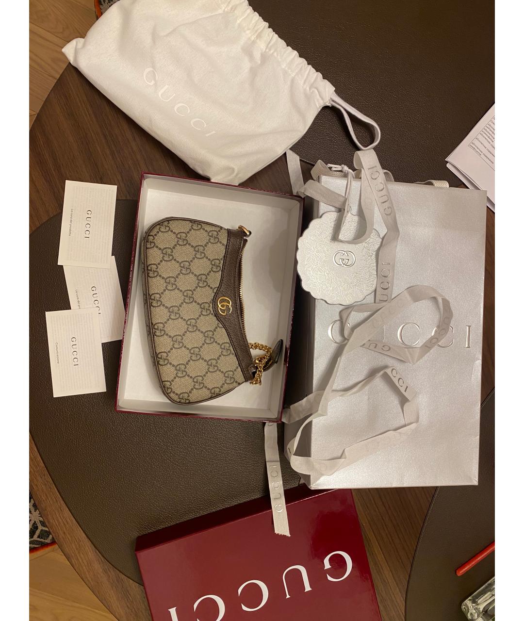 GUCCI Бежевая сумка через плечо из канвы, фото 2