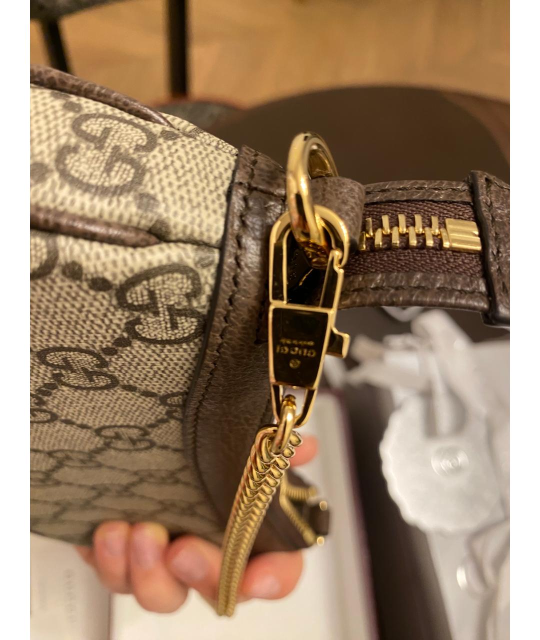 GUCCI Бежевая сумка через плечо из канвы, фото 3