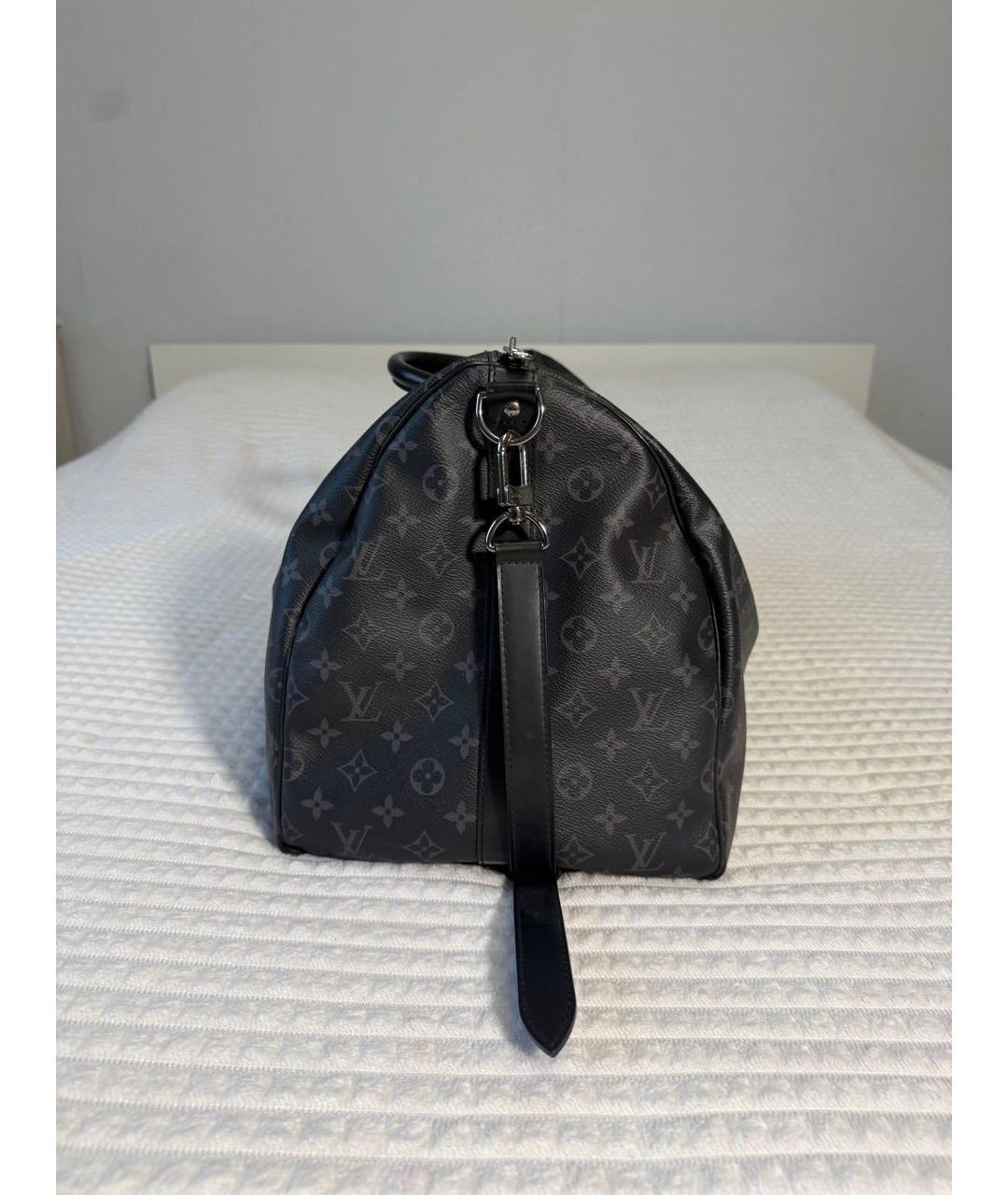 LOUIS VUITTON Черная дорожная/спортивная сумка из канвы, фото 3